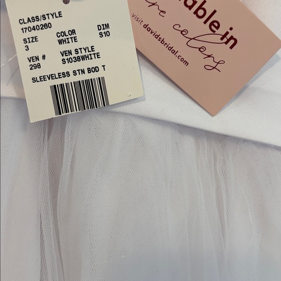 David’s Bridal Satin Flower Girl Dress with Tulle Skirt. Size 3T. Style# S1038 - Picture 7 of 13